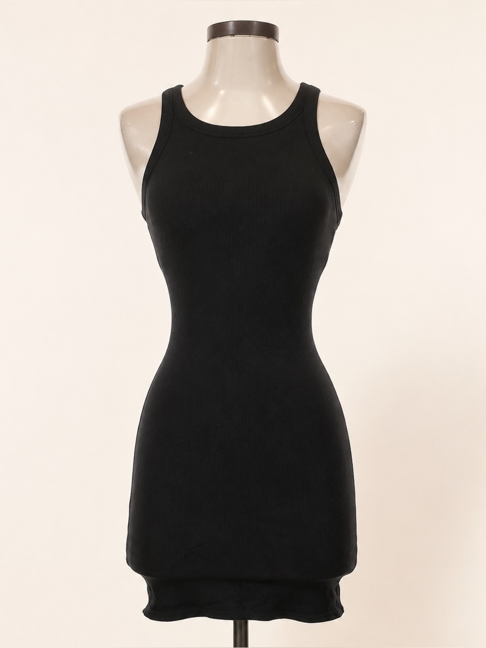 ALO Yoga Black Ribbed Mini Tank Dress
